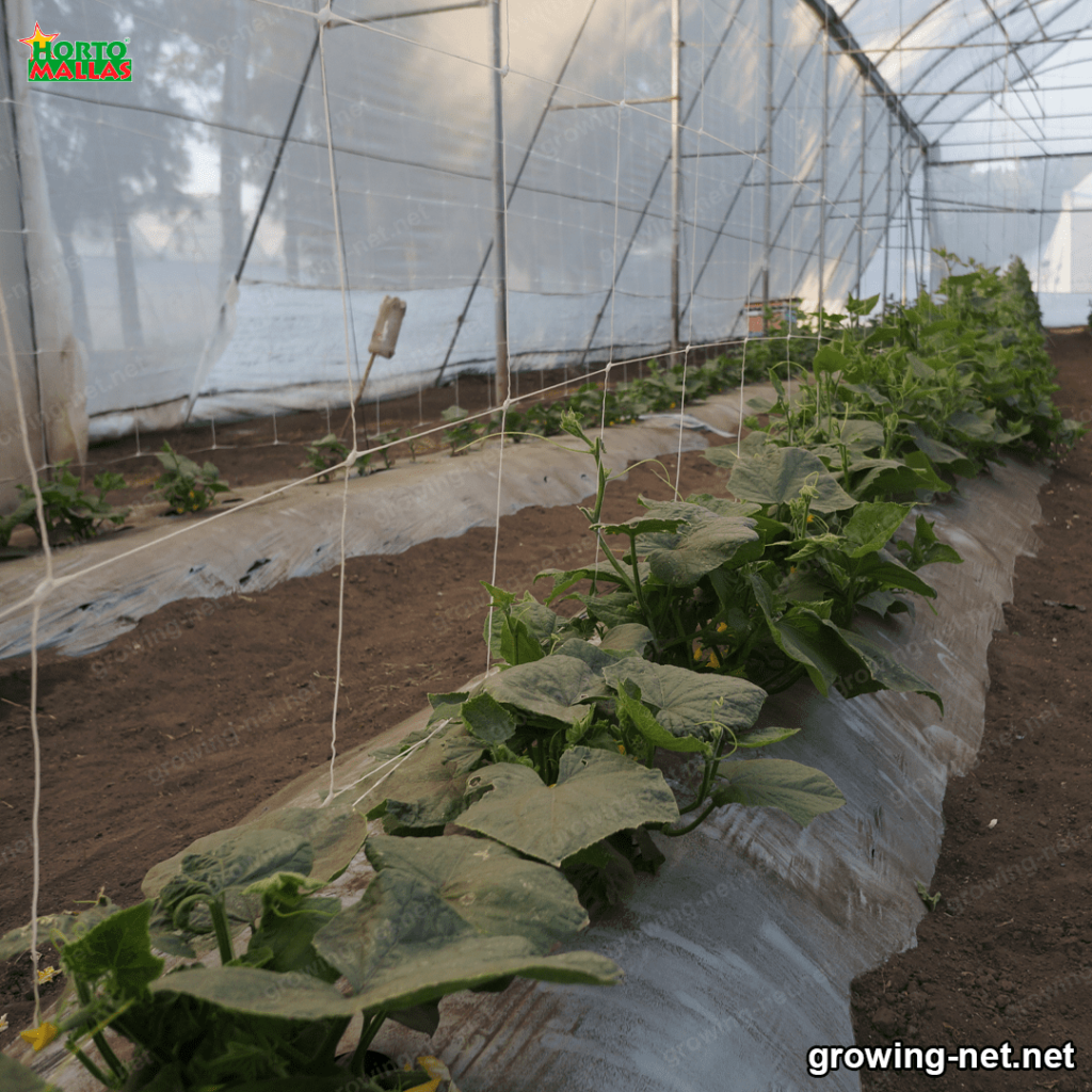 Greenhouse with trellis netting